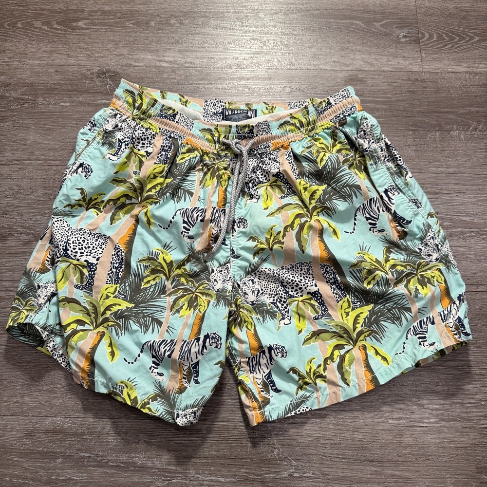 Vilebrequin Swim Trunks Mens XXL Floral Board Shorts Tropical Leopard Mesh Lined